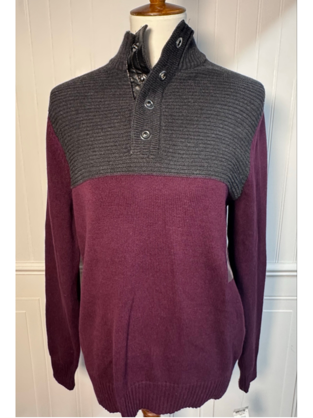 Men's I.N.C. International Concepts Zip Up Sweater, Size S, Burgundy and Grey